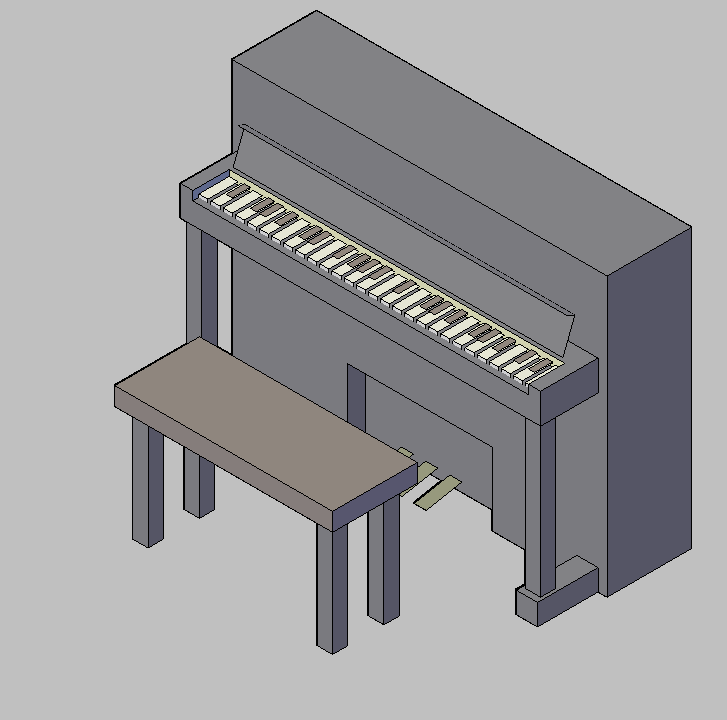 Bloque Autocad Vista de Piano 06 en 3D